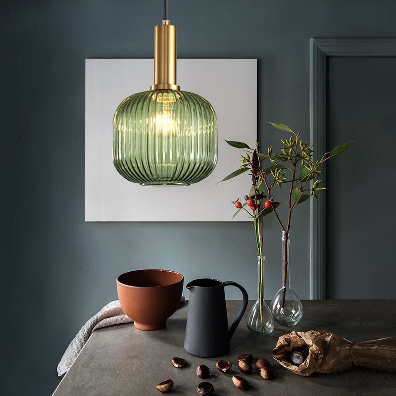 Modern Retro Stained Glass Pendant Lights Colorful Stylish Hanging Light Fittings For Kitchen Living Room Diner Contemporary Interior Lighting