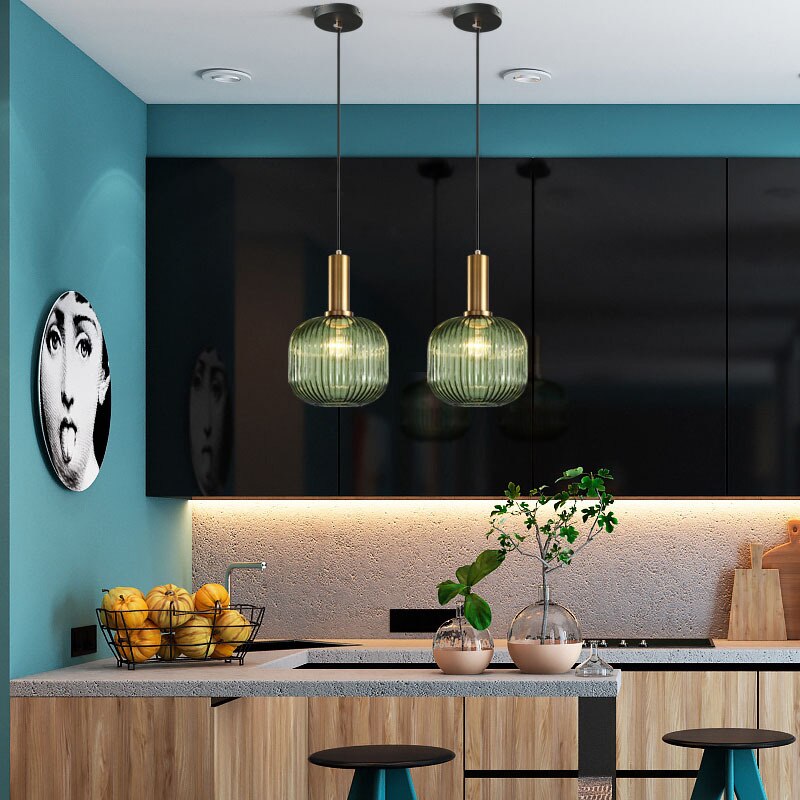 Modern Retro Stained Glass Pendant Lights Colorful Stylish Hanging Light Fittings For Kitchen Living Room Diner Contemporary Interior Lighting