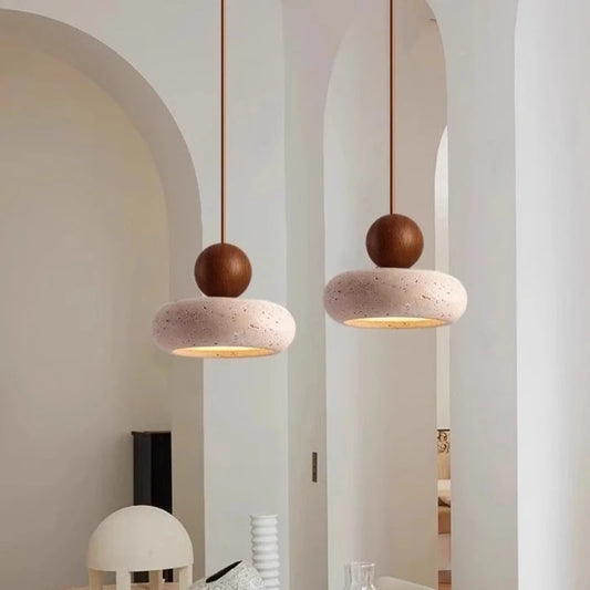 Curvy Rounded Travertine Stone LED Pendant Lights Designer Lighting For Living Room Restaurant Bedroom Modern Hanging Lamp Chandelier