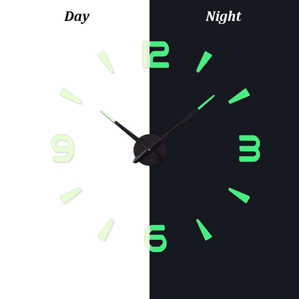 Large Wall Clock Quartz 3D DIY Big Watch with TIME Letter Decor Chrome Numerals Big Clock 1mtr Diameter