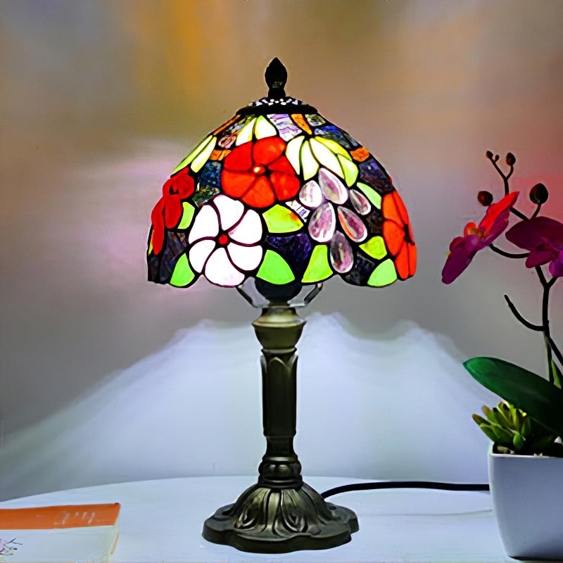 Mediterranean Tiffany Art Table Lamp - Stained Sea Glass Lampshade for Bedside, Bedroom, and Study Room Creative Interior Lighting