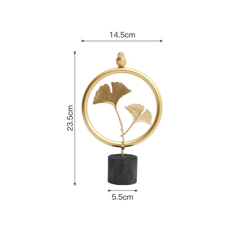 Nordic Golden Auspicious Leaf Craft Sculpture Ornamental Decoration For Living Room Coffee Table Mantelpiece Trendy Home Decor Accessories