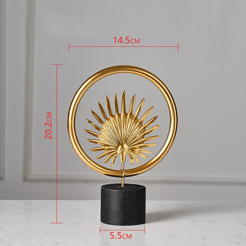 Nordic Golden Auspicious Leaf Craft Sculpture Ornamental Decoration For Living Room Coffee Table Mantelpiece Trendy Home Decor Accessories