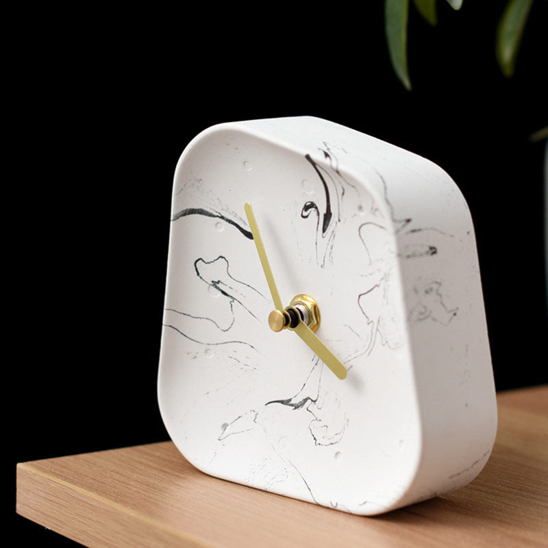 Nordic Geometry Shaped Cement Table Clock - A Stylish and Functional Addition to Your Coffee Table or Office Desktop