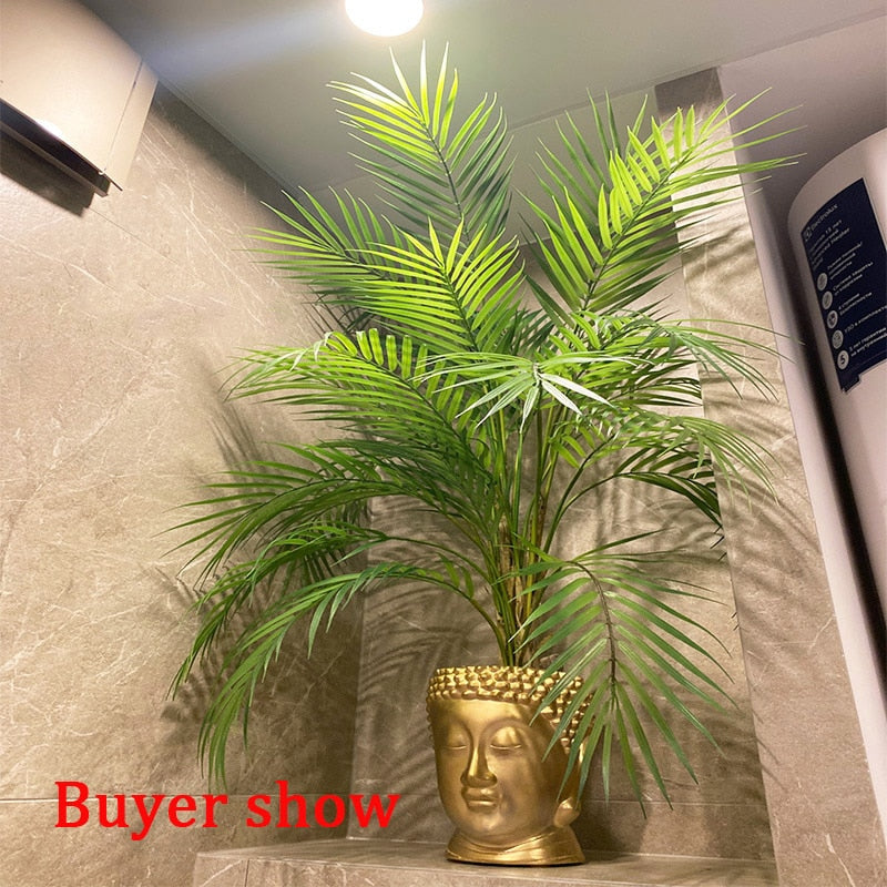 Large Artificial Palm Tree Tropical Plants Plastic Fake Leaves Green Monstera For Home Garden Decor 125cm