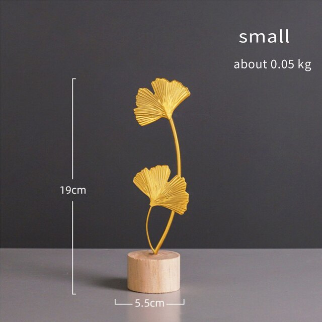 4Nordic Golden Auspicious Leaf Craft Sculpture Ornamental Decoration For Living Room Coffee Table Mantelpiece Trendy Home Decor Accessories3937946108145