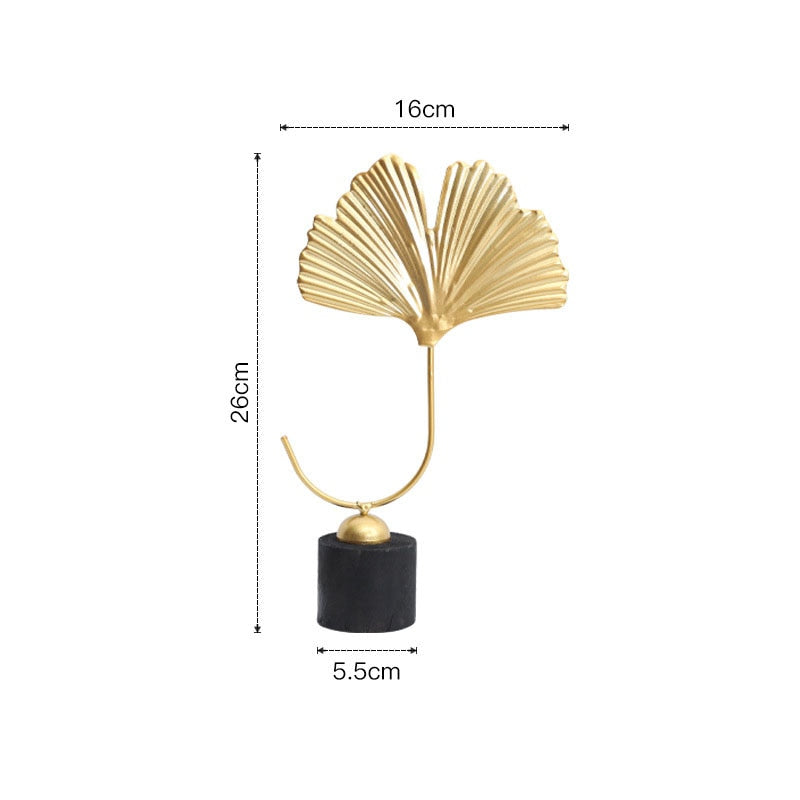 Nordic Golden Auspicious Leaf Craft Sculpture Ornamental Decoration For Living Room Coffee Table Mantelpiece Trendy Home Decor Accessories
