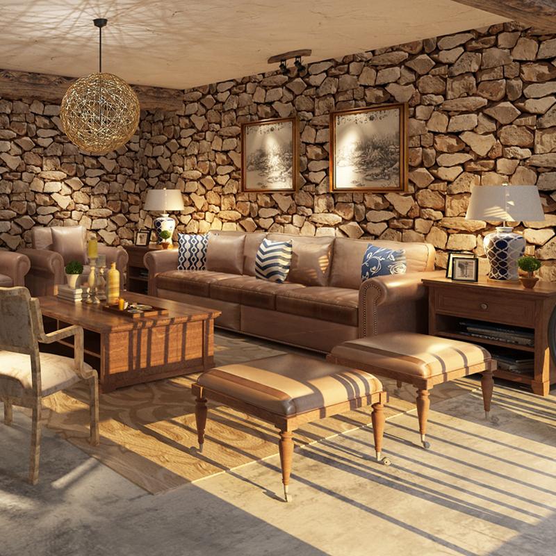 3D Rustic Stone Wall Effect PVC Wallpaper Realistic Faux Stone Printed Vinyl Wall Paper For Living Room Dining Room Kitchen Workshop Home Office