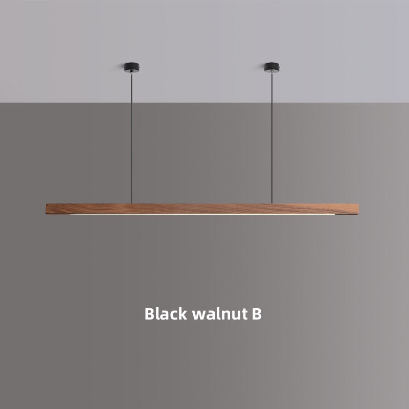 Modern Solid Wood Beam LED Pendant Light Fixture Sleek Minimalist Linear Lighting For Dining Room Table Kitchen Island Centrepiece Lighting