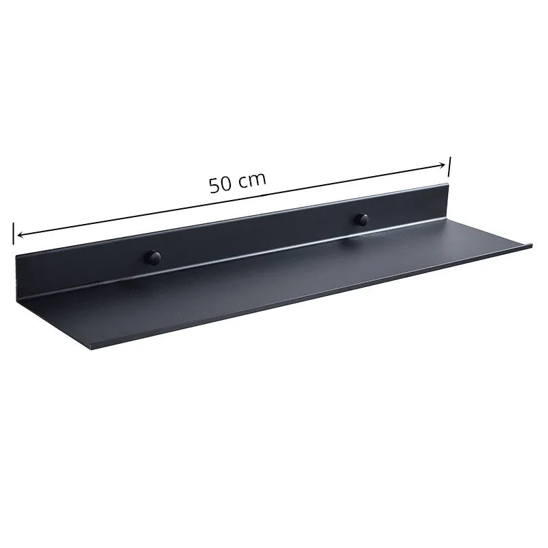Modern Matt Black Aluminium Shelf 30-60cm Bathroom Storage Rack For Kitchen Washroom Simple Minimalist Designer Bathroom Fitting Single Tier Shelf