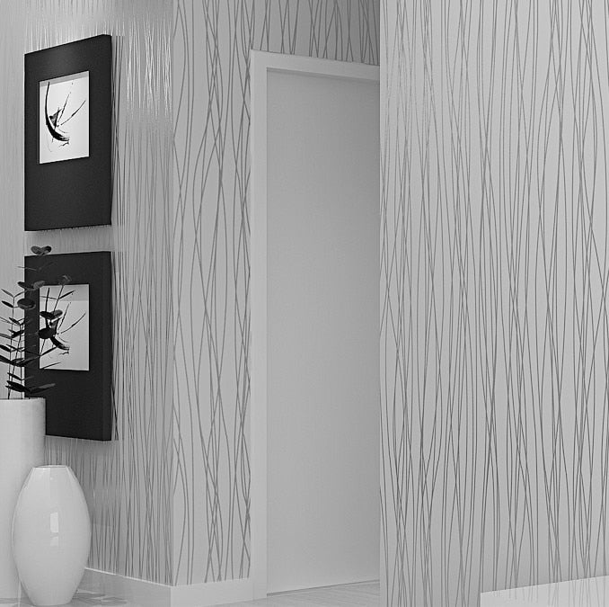 Modern Luxury Silver Striped Grey Wallpaper Textured Embossed Metallic Striped On Plain Grey Background Modern Home Decor