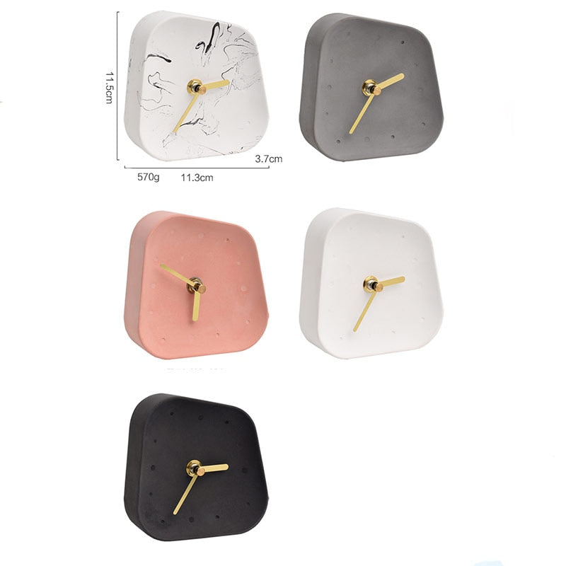 Nordic Geometry Shaped Cement Table Clock - A Stylish and Functional Addition to Your Coffee Table or Office Desktop