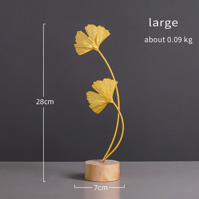 Nordic Golden Auspicious Leaf Craft Sculpture Ornamental Decoration For Living Room Coffee Table Mantelpiece Trendy Home Decor Accessories