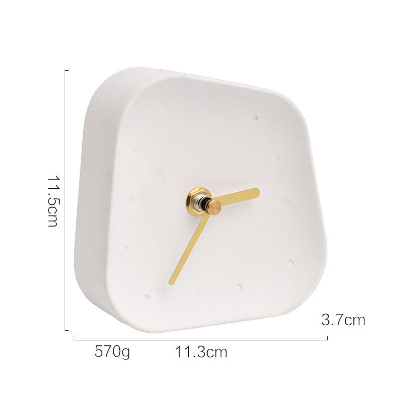 Nordic Geometry Shaped Cement Table Clock - A Stylish and Functional Addition to Your Coffee Table or Office Desktop