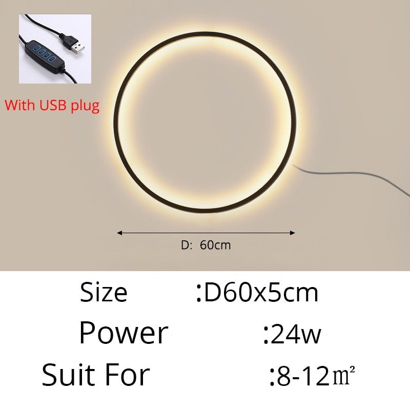 Simple Circle Ring Of Light LED Wall Light Modern Interior Lighting For Sofa Background Decoration Living Room Bedroom Light Decor