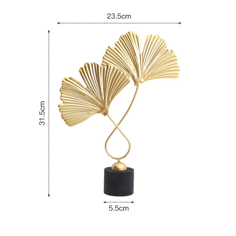 Nordic Golden Auspicious Leaf Craft Sculpture Ornamental Decoration For Living Room Coffee Table Mantelpiece Trendy Home Decor Accessories