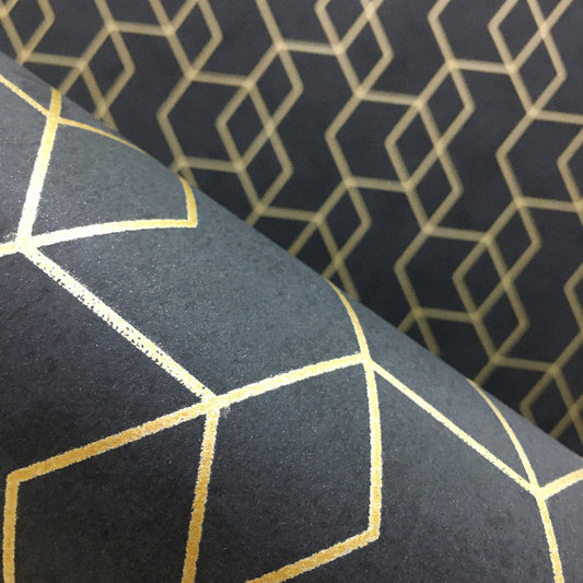 Luxury Gold Geometric Dark Gray Wallpaper For Office Home Living Room Shop Hotel Bar Modern Solid Colors Contemporary Wall Covering