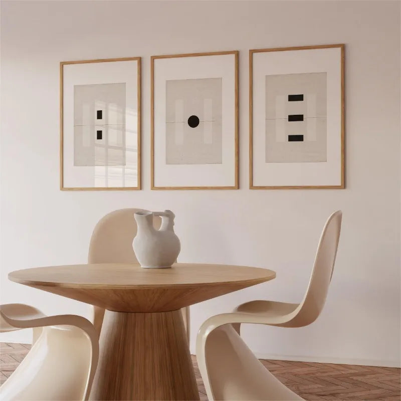 Minimalist Zen Abstract Geometry Prints – Neutral Tones Black, White & Beige Canvas Wall Art for Modern Living Rooms & Contemporary Home Decor (Unframed)