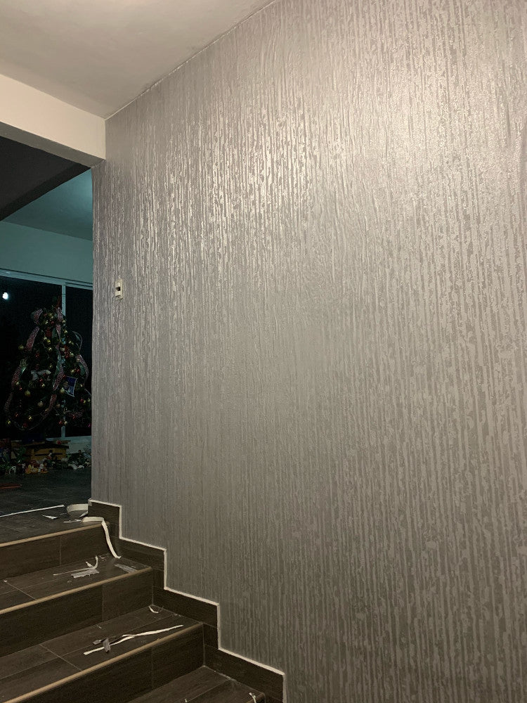 Modern Metallic Gray Silver Wallpaper Luxury Embossed Pattern Wall Covering For Living Room Dining Room Contemporary Home Decor Vinyl Wallpaper