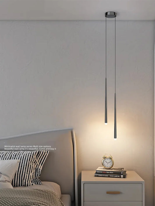 Modern Minimalist Hanging Tube LED Pendant Lights For Bedside Table Bedroom Sofa Side Lighting For Living Room Contemporary Interior Styling