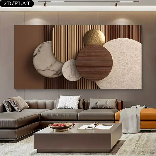 Modern Abstract 2D Flat Large Canvas Wall Art Frameless Neutral Rectangular Panel for Living Room And Office Home Decor