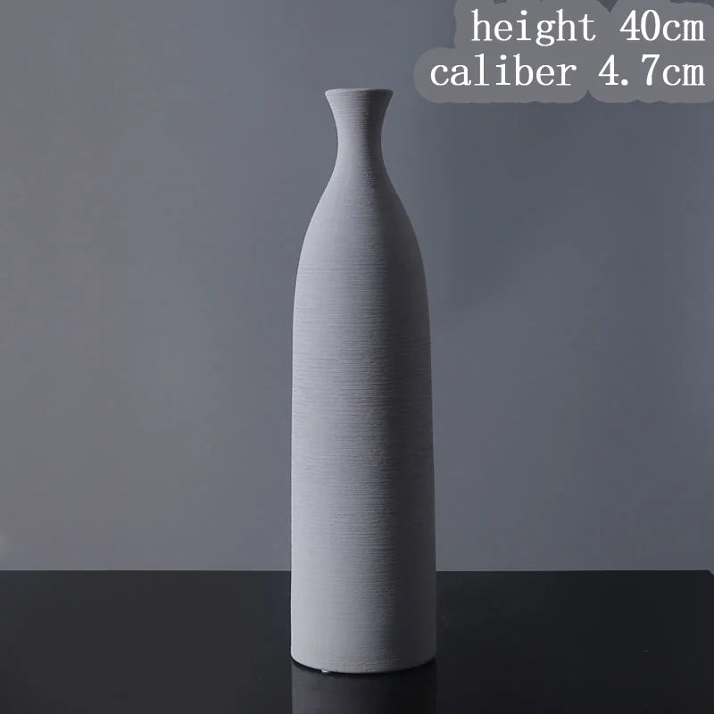 Premium Ceramic Sculptured Nordic Vase – Modern Minimalist Textural Design Decor for Contemporary Living Room, Bedroom & Tabletop Styling