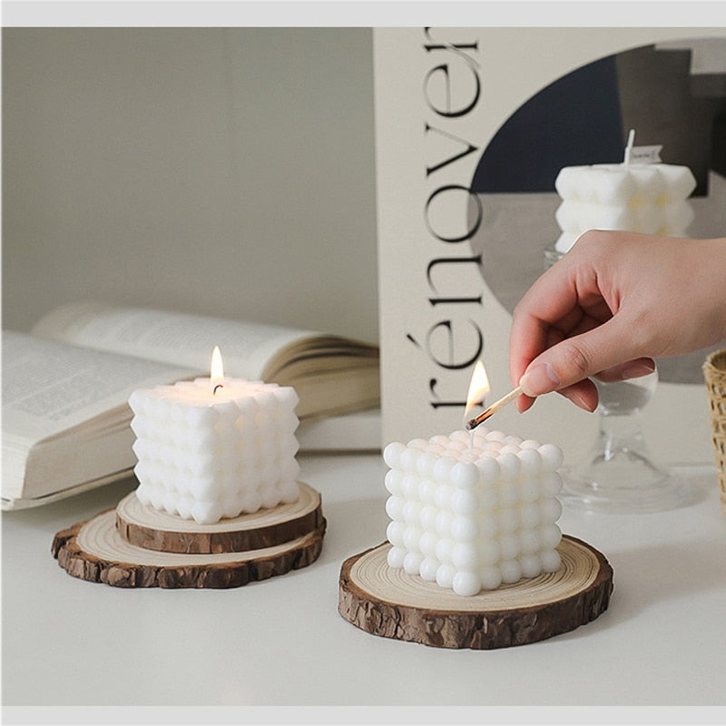 Creative Ball Cube Scented Candles Soy Wax White Geometric Aromatherapy Candles Home Minimalist Nordic Home Decoration