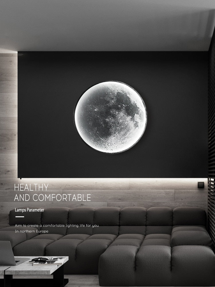 Moon Wall Lamp Living Room Background Wall Lamp Creative Trendy Lunar Decoration For Bedroom