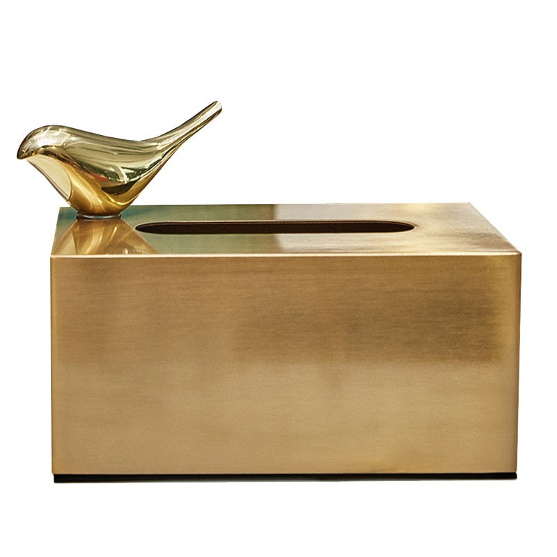 Light Luxury Golden Brass Crafted Tissue Box Modern Geometric Square Housing For Tissues Napkins Etc Living Room Dining Room Decor