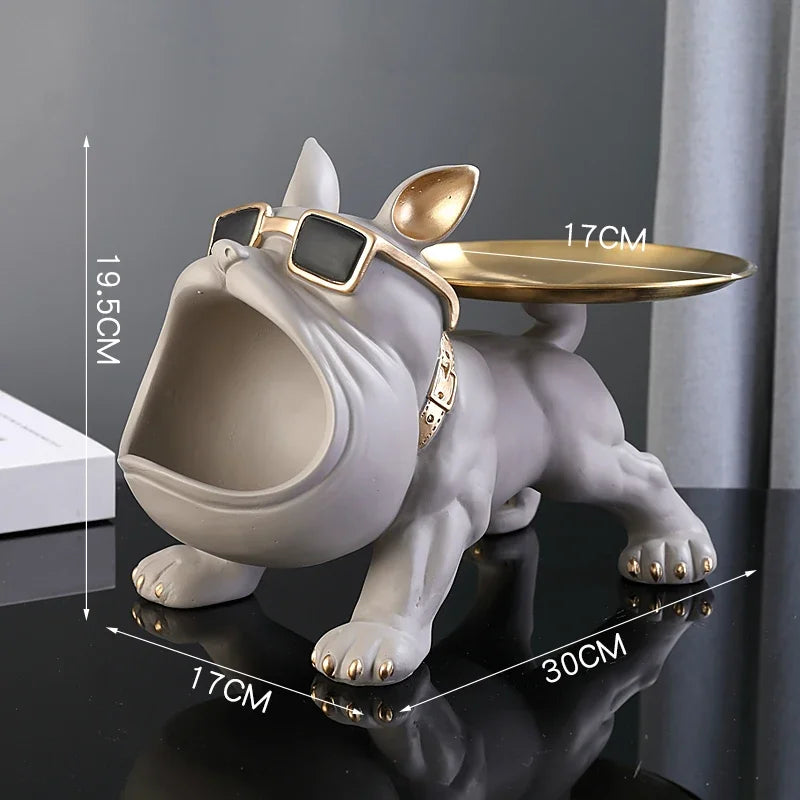 Big Mouth Bulldog Resin Statue – Cool Dog Storage Box Figurine For Living Room Coffee Table Trendy Home Decor For Dog Lovers