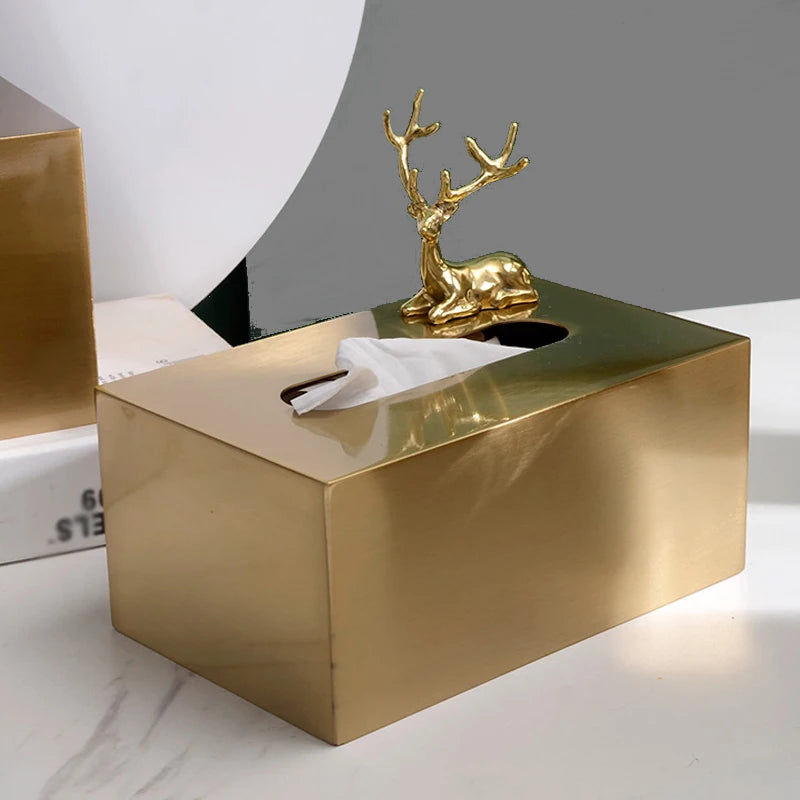 Premium Brushed Metal Tissue Box - Elegant Tissue Dispenser for Living Room Table, Desks & Hospitality Spaces