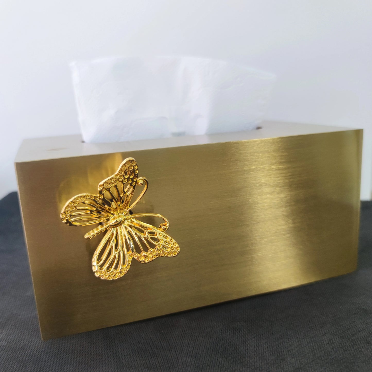 Premium Brushed Metal Tissue Box - Elegant Tissue Dispenser for Living Room Table, Desks & Hospitality Spaces