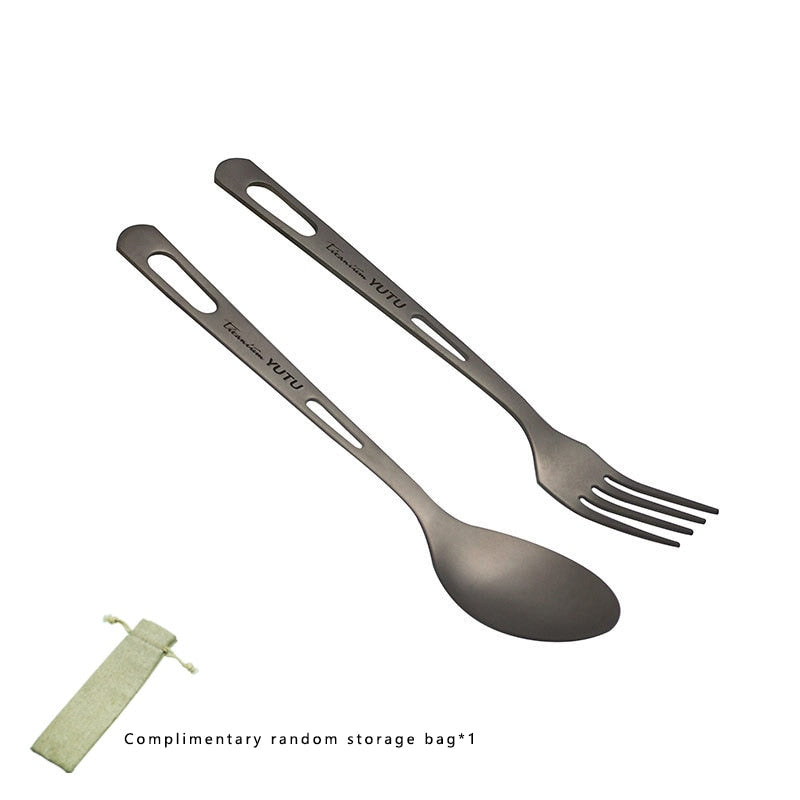 Pure Titanium Portable Tableware Set Frosted Titanium Knife Fork Spoon Chopsticks Cutlery For Camping Travel Survival Etc