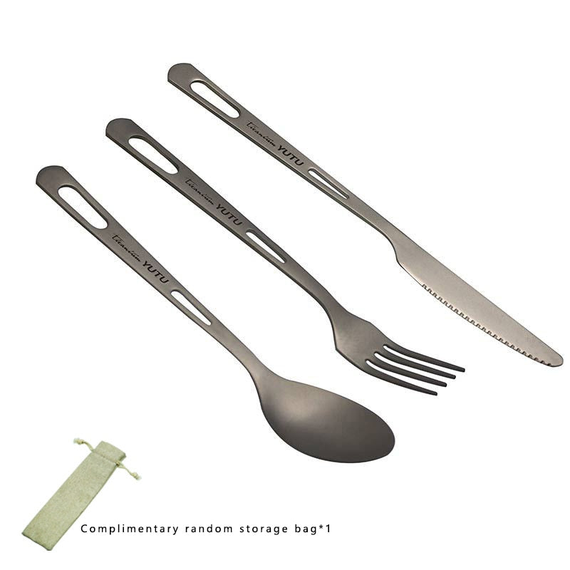 Pure Titanium Portable Tableware Set Frosted Titanium Knife Fork Spoon Chopsticks Cutlery For Camping Travel Survival Etc