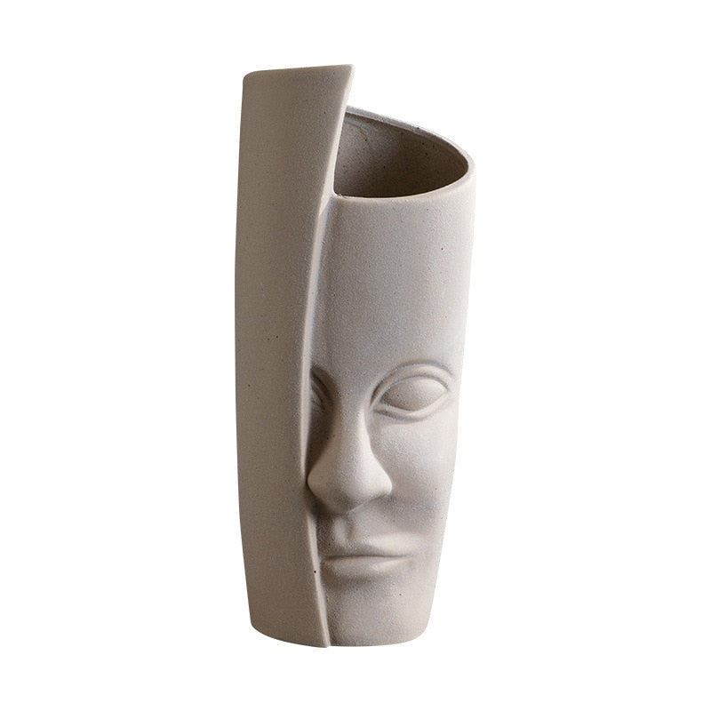 Modern Trendy Face Pot Contemporary Ceramic Human Face & Lips Flower Pot Vase For Floral Arrangements Creative Home Interior Decor