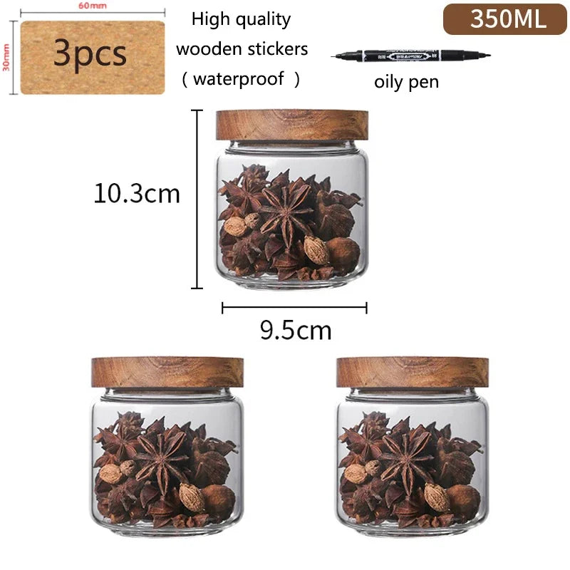 Airtight Food Storage Glass Jars With Bamboo Lid Stylish & Practical Jars For Storing Coffees Tea Leaves Grains Beans Spices Herbs etc