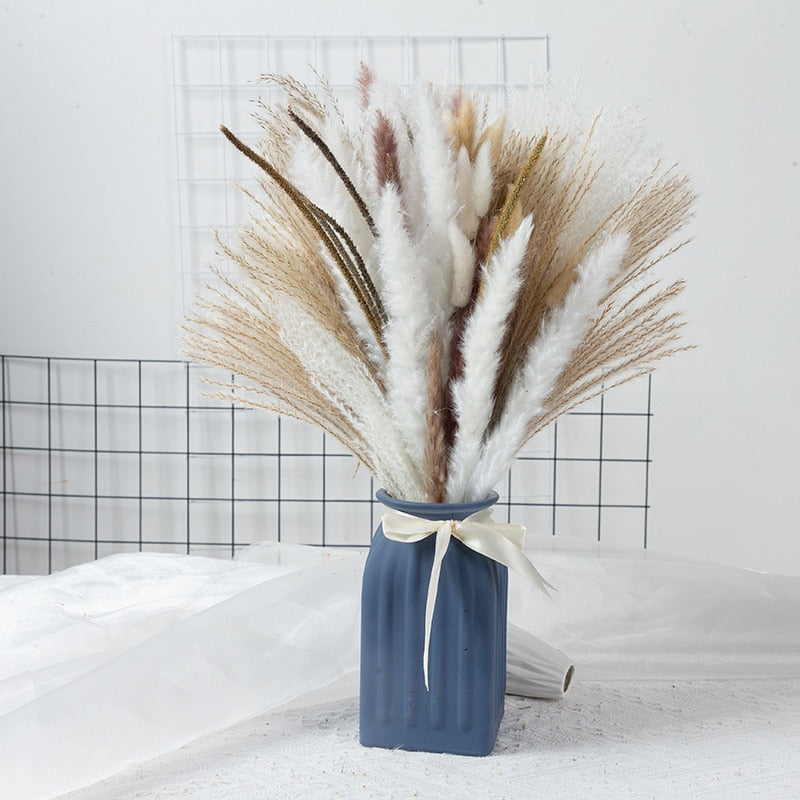 Natural Dried Pampa Grass Bouquet Boho Home Decor Phragmites Bouquet Dried Flowers Bouquet for Wedding Ramadan Decoration 80PCS