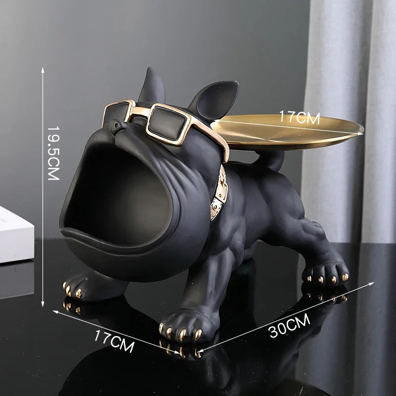 Big Mouth Bulldog Resin Statue – Cool Dog Storage Box Figurine For Living Room Coffee Table Trendy Home Decor For Dog Lovers