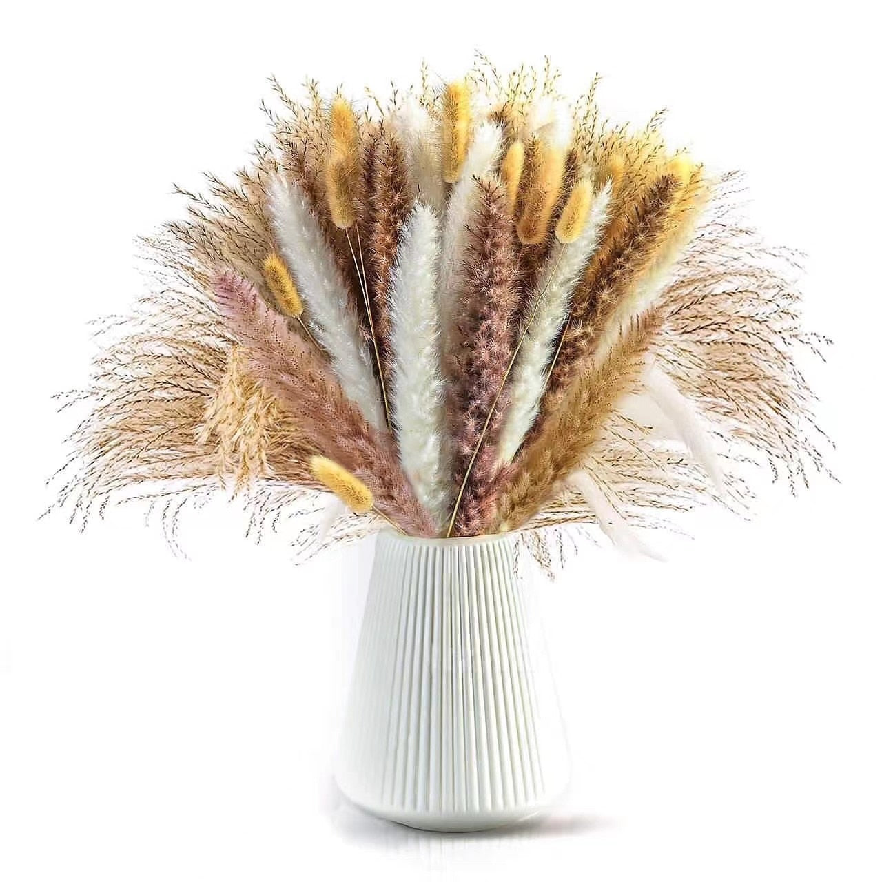 Natural Dried Pampa Grass Bouquet Boho Home Decor Phragmites Bouquet Dried Flowers Bouquet for Wedding Ramadan Decoration 80PCS