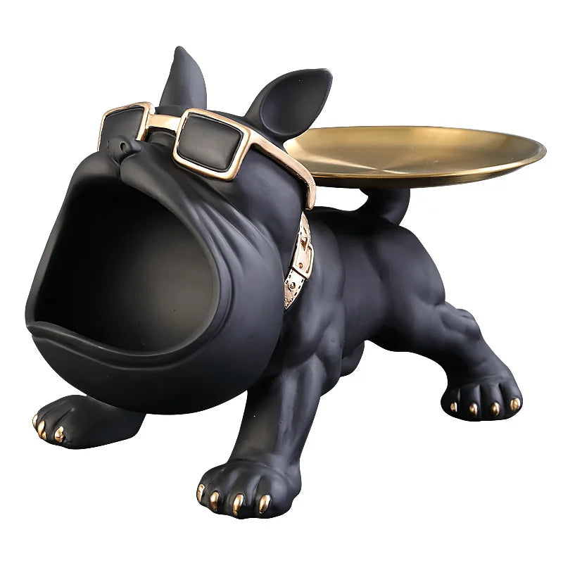 Big Mouth Bulldog Resin Statue – Cool Dog Storage Box Figurine For Living Room Coffee Table Trendy Home Decor For Dog Lovers
