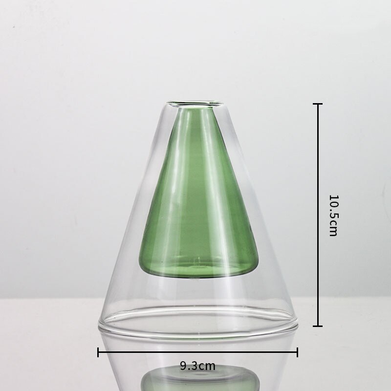 Modern Colorful Abstract Handcrafted Double-Layer Glass Vase for Hydroponic Plants and Flowers