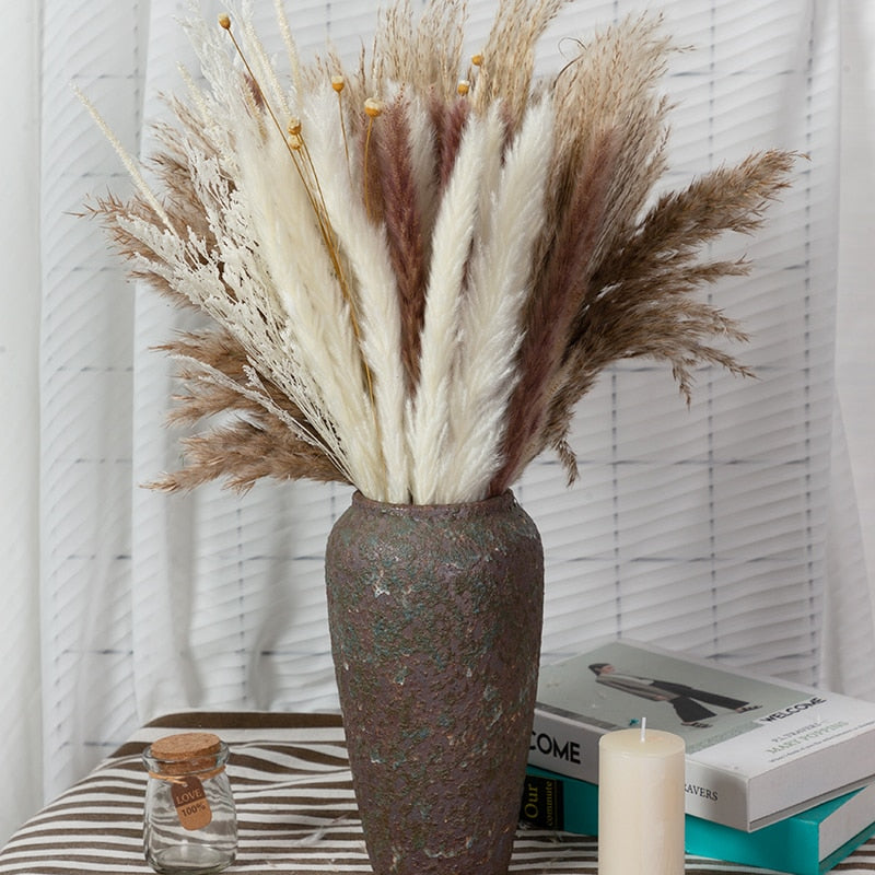 Natural Dried Pampa Grass Bouquet Boho Home Decor Phragmites Bouquet Dried Flowers Bouquet for Wedding Ramadan Decoration 80PCS