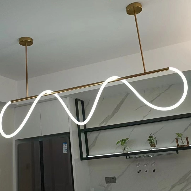 Minimalist LED Tube Lighting Suspension Chandelier Contemporary Lighting Fixture For Living Room Dining Room Modern Interior Lighting