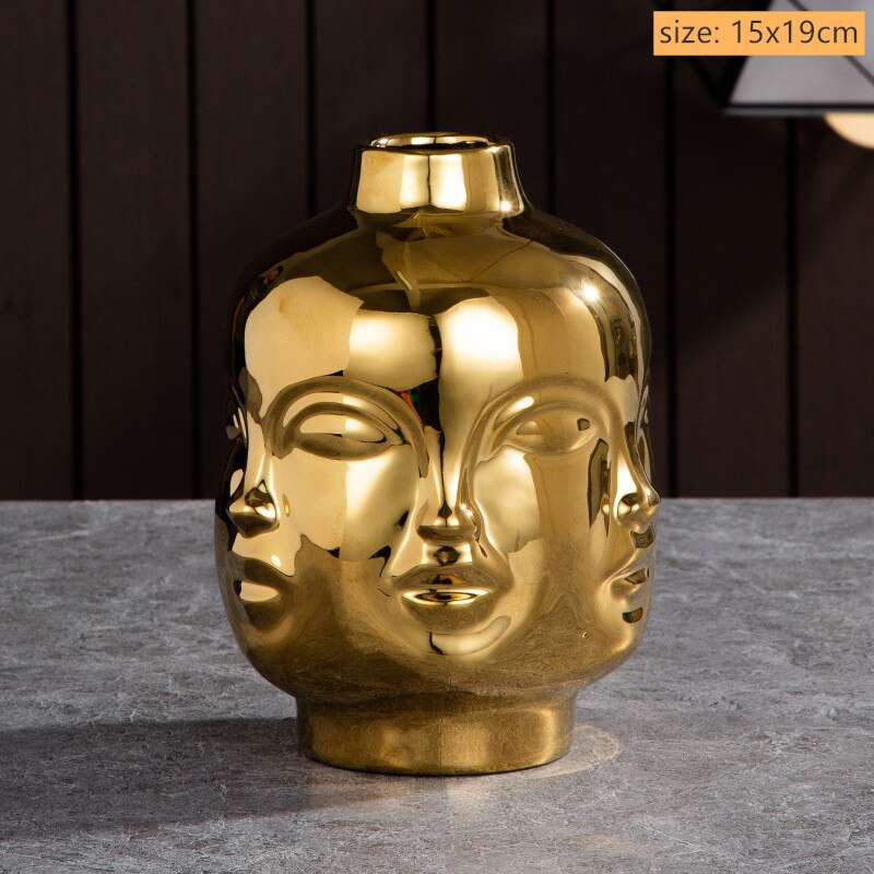 Modern Trendy Face Pot Contemporary Ceramic Human Face & Lips Flower Pot Vase For Floral Arrangements Creative Home Interior Decor
