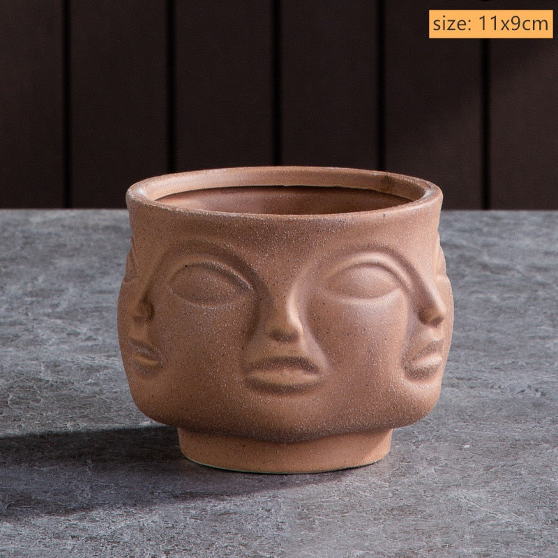 Modern Trendy Face Pot Contemporary Ceramic Human Face & Lips Flower Pot Vase For Floral Arrangements Creative Home Interior Decor