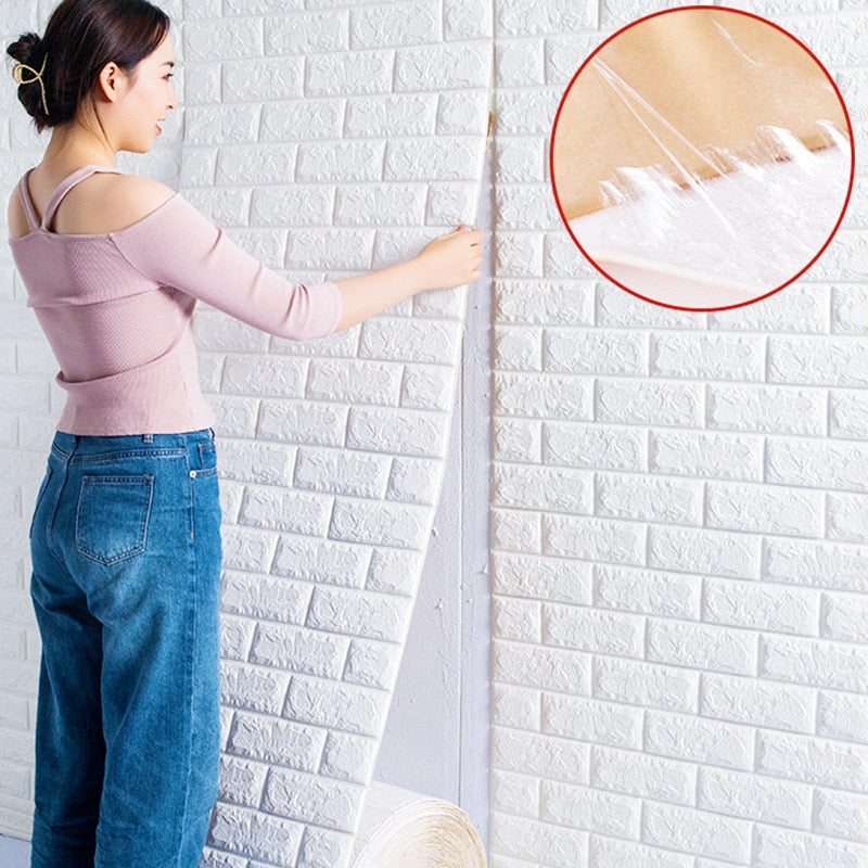 3D Brick Wallpaper Self-Adhesive Wall Covering Brick Wall Style Wall Decor Removable 3M Peel & Stick Wall Paper Rolls For Living Room Home Office Decor