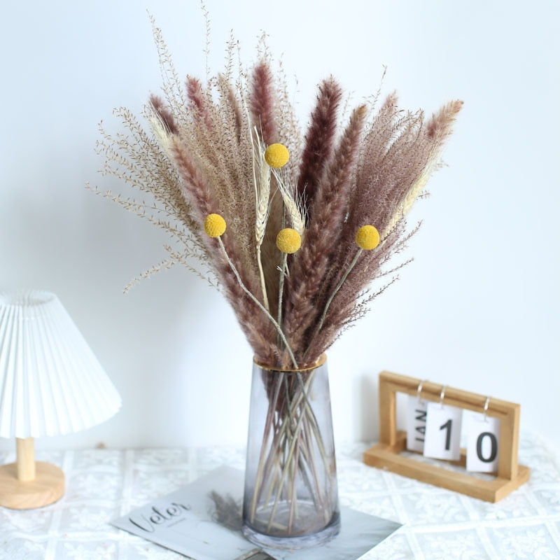 Natural Dried Pampa Grass Bouquet Boho Home Decor Phragmites Bouquet Dried Flowers Bouquet for Wedding Ramadan Decoration 80PCS