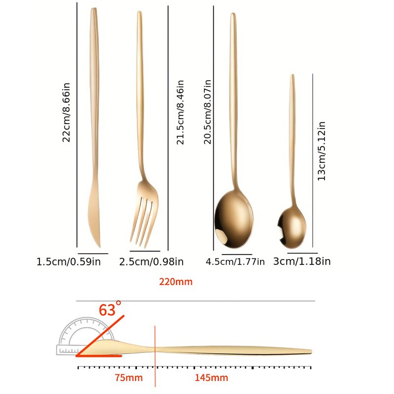 Light Luxury 24pcs Gold Dinnerware Set Stainless Steel Flatware For Modern Dining Room Dishwasher Safe Kitchen Tableware