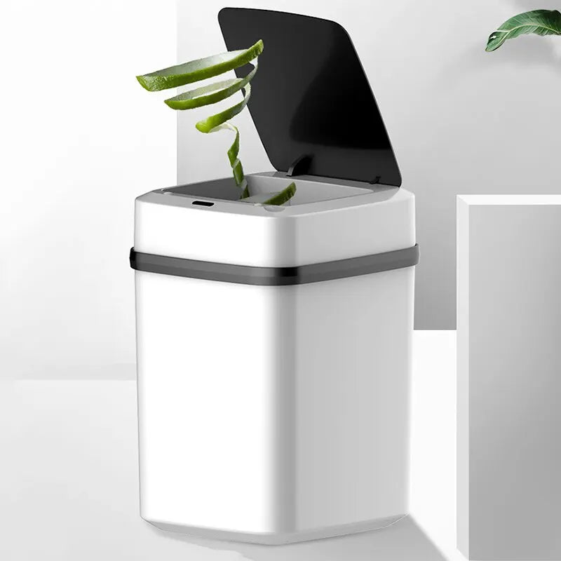 13L Eco-Friendly Kitchen & Bathroom Trash Can with Touch-Free Induction Sensor and Odor Isolation - Waterproof, Mute & Automatic Motion Sensor Trash Bin with Built-In Structure & Trash Bag Fixing Design