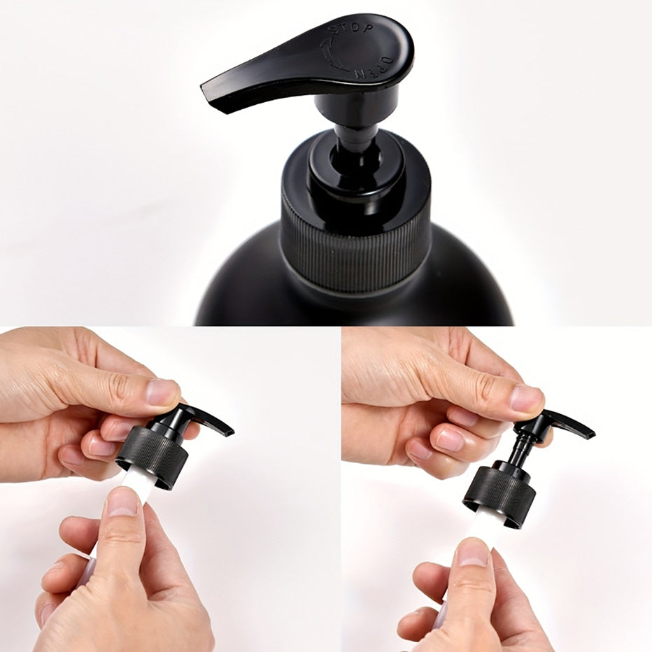 Minimalist Matte Black Cosmetic Dispensers For Hand Liquid Shampoo Shower Gel etc Refillable Soap Pump Lotion Bottles 500ml Set of 3pcs